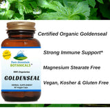 Goldenseal Root Capsules - 60 Organic Kosher Veggie Caps