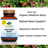 Hawthorn Berry Capsules - 90 Kosher Vegan Caps  500mg Organic Hawthorn