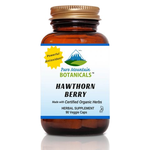 Hawthorn Berry Capsules - 90 Kosher Vegan Caps  500mg Organic Hawthorn