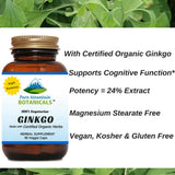 Ginkgo Biloba Capsules - High Potency 90 Organic Kosher Veggie Caps